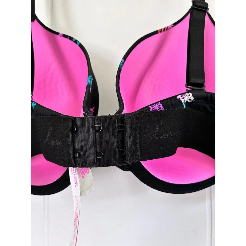 Victoria's Secret PINK Wear Everywhere T-Shirt Bra Black Butterfly 42B